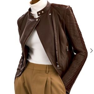 Lamarque
Azra Slashed-Sleeve Lamb Leather Jacket
$320